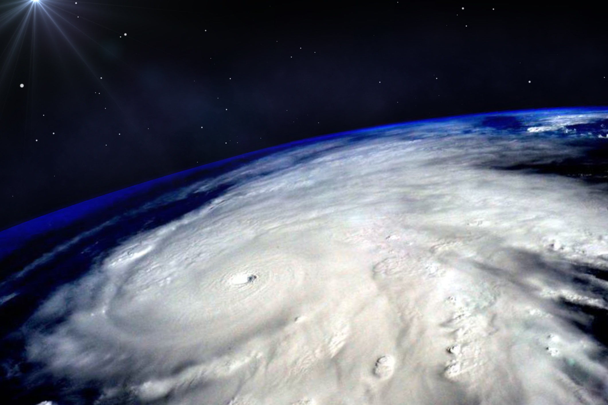 Hurricane typhoon over planet Earth viewed from space. Elements of image are furnished by NASA.